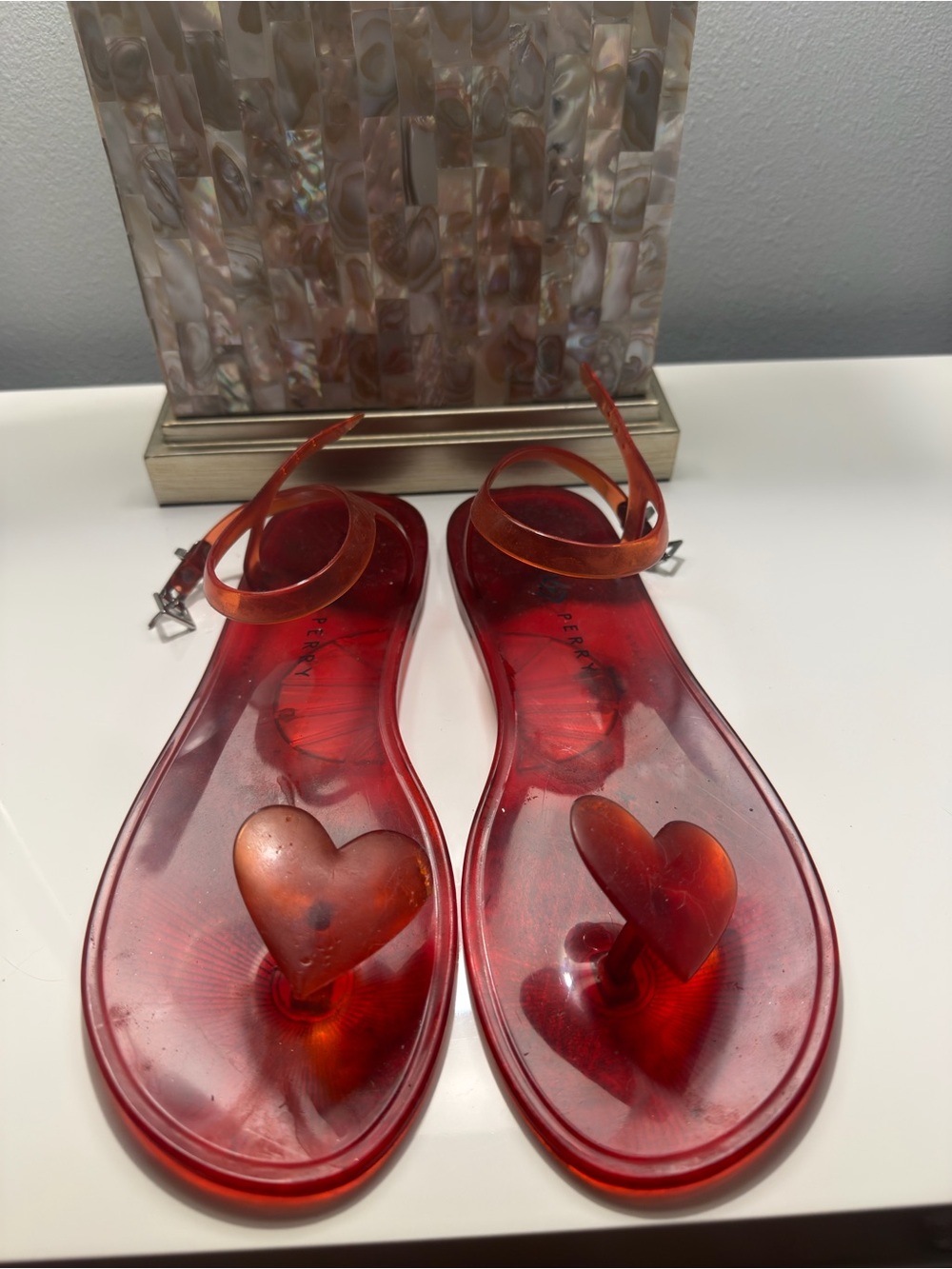 Katy Perry Collections Red Jelly Heart Ankle-Strap Sandals